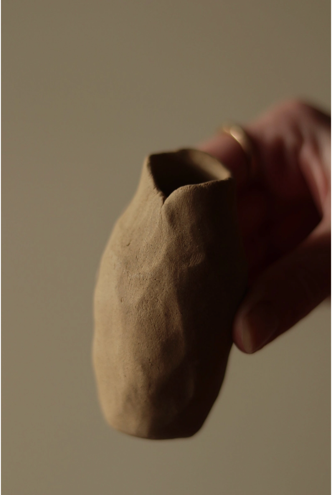 3-inch unglazed ceramic mini vessel with earthy texture