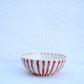 Hand-Painted Ceramic Breakfast Bowl – Red Stripes