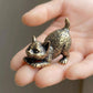 The Small Guardian- Miniature Brass Kitten Object