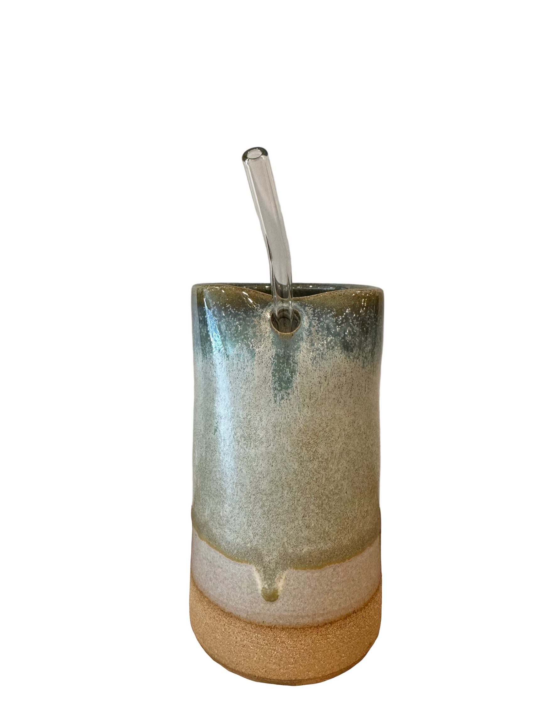 Ceramic Cup with Glass Straw