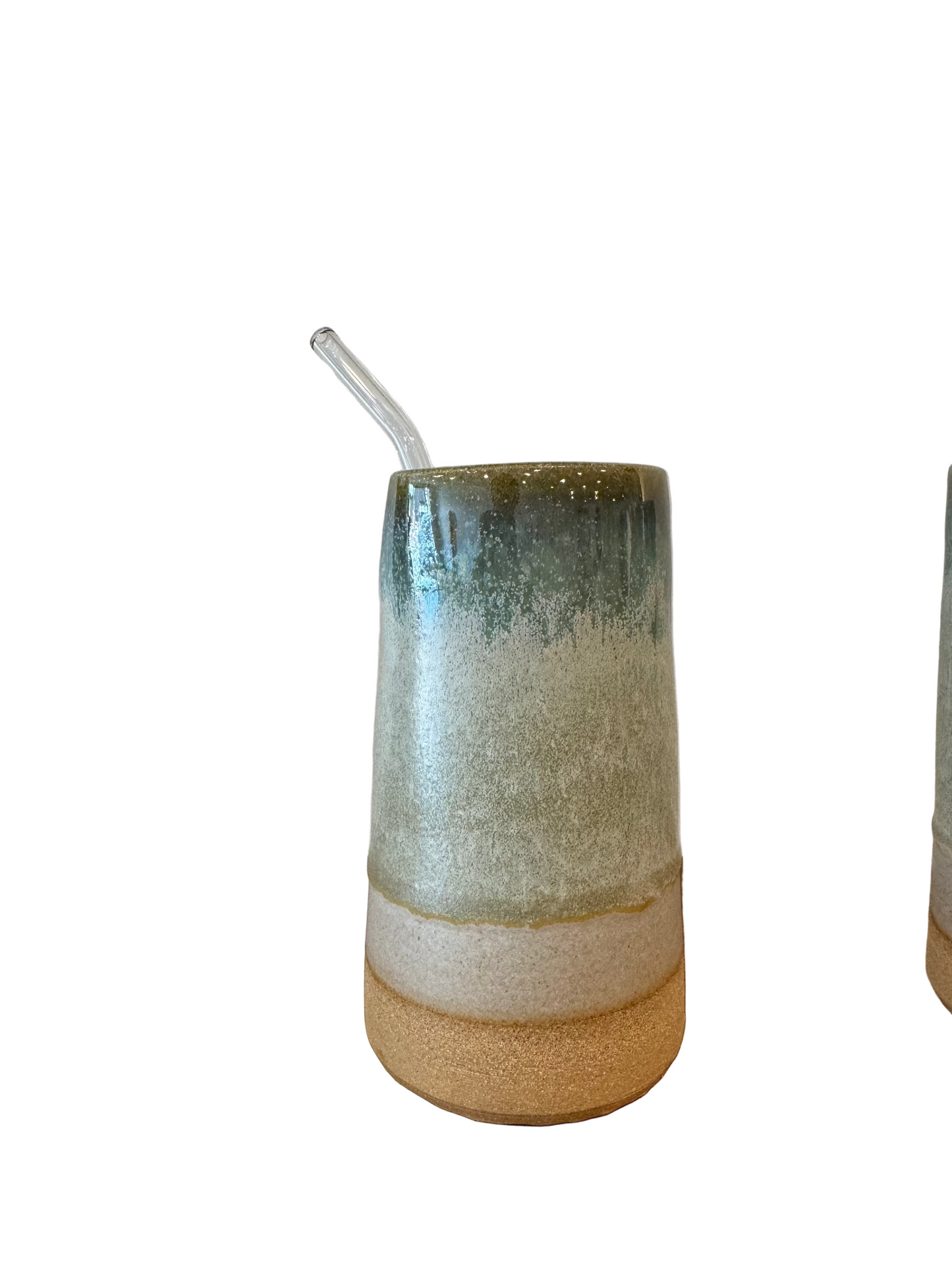 Ceramic Cup with Glass Straw