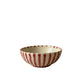 Hand-painted red striped earthenware breakfast bowl, hand-shaped and hand-painted by Club Bonheur in Belgium, from WILLAGE