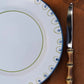 Coconut dinner plate styled as place setting with cutlery, hand-painted Portuguese ceramic tableware from WILLAGE