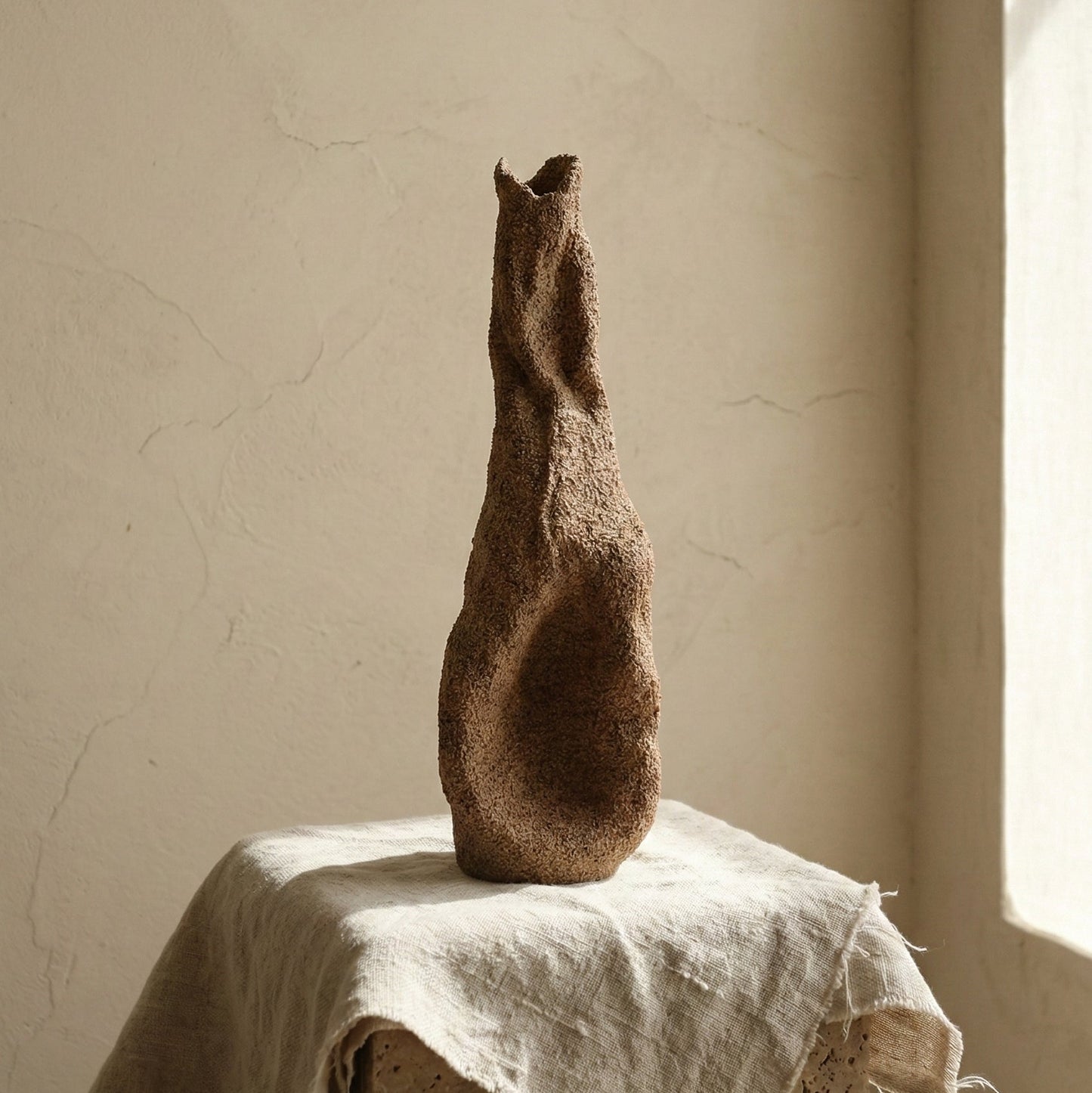 The Gathered Earth Vessel showing close-up of unglazed surface texture with visible clay and earth mineral variations
