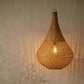 The Knup teardrop lampshade close-up showing bamboo weave density and natural tone against a neutral background