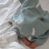 Organic linen baby blanket in sage green, handwoven and naturally plant-dyed by Ewelina Lapeyre in France, from WILLAGE