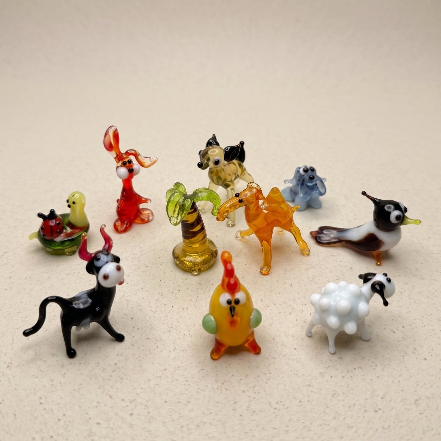 Alternate view of The Wild Ones miniature glass figurine set showing all 10 pieces