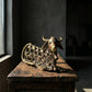 Nandi Keeper of Abundance Dhokra bull sculpture showing intricate lost-wax cast latticework and spiral surface detail, handcrafted in India, from WILLAGE