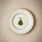 Pear hand-painted ceramic dessert plate with green pear motif, handcrafted by Raquel Souza in Portugal, from WILLAGE