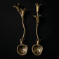 Pomegranate Spoon Set of 2 in cast pewter with antique brass finish showing pomegranate bowl and branch handle detail