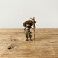 The Quiet Alchemist miniature brass wizard frog figurine standing with staff and hat, solid brass with aged patina, from WILLAGE Tiny Objects 