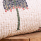 Hand block-printed royal umbrella motif on cotton quilt, showing dye saturation and artisan stitching, from WILLAGE