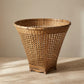 Tapered handwoven cane basket from Assam India, showing bamboo weave pattern, from WILLAGE