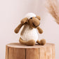 Wooly the Sheep hand-crocheted amigurumi with white fleece body and brown face, handcrafted by The Hobbyt in India, from WILLAGE
