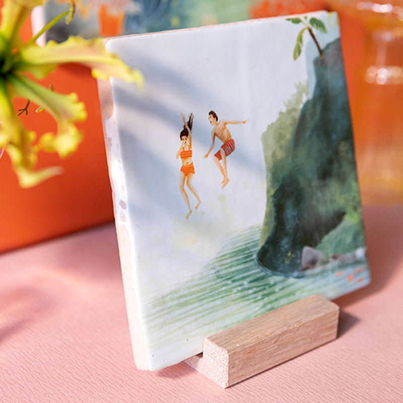 Jumping off the Cliff - Ceramic Tile