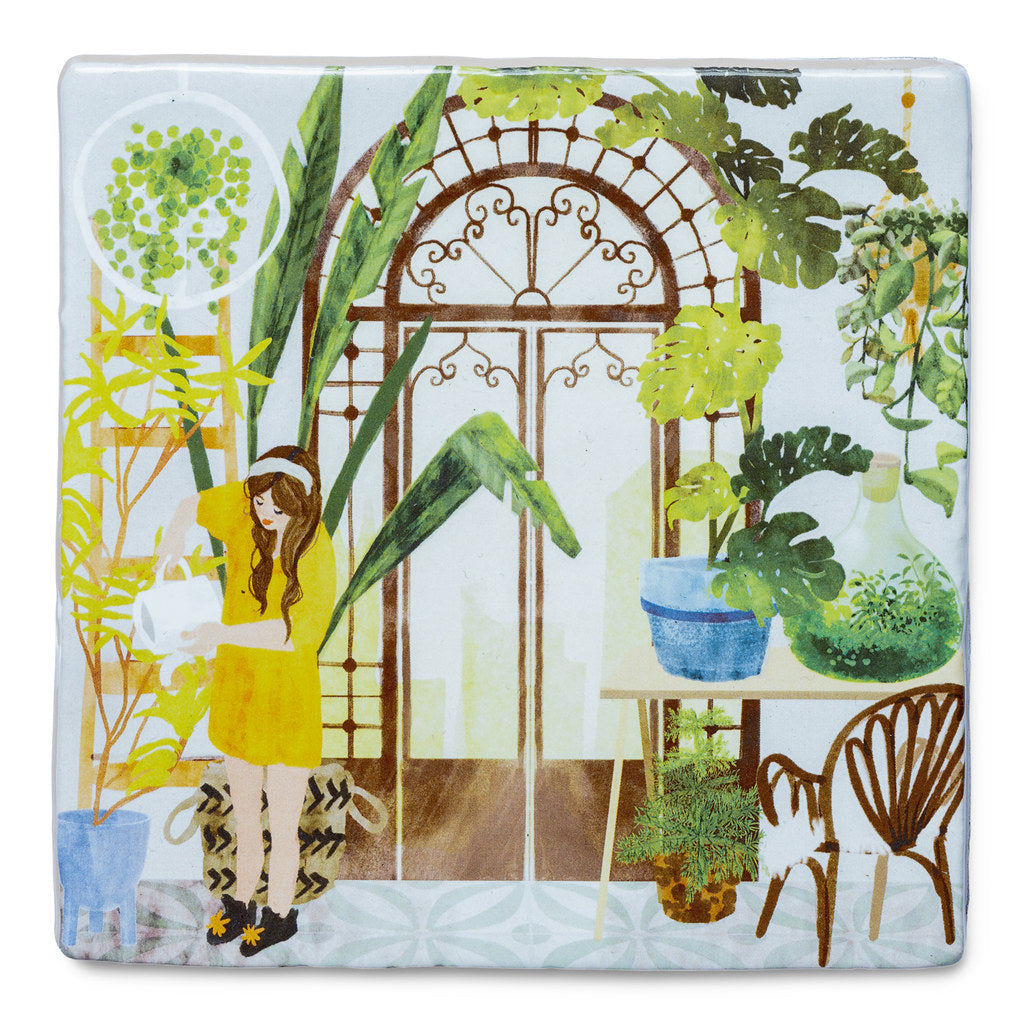 Greenhouse Sanctuary -  Decorative Ceramic Tile