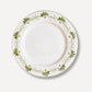 Hand-painted ceramic dinner plate with olive green floral design by Raquel Souza