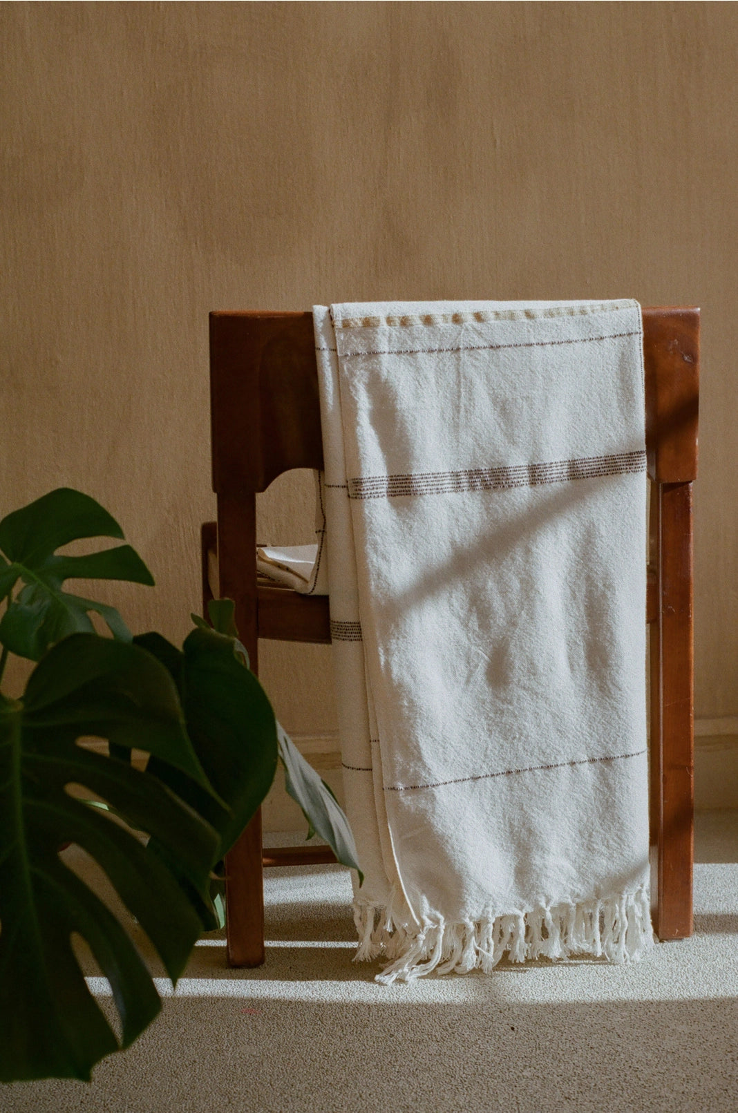 Hand-loomed cotton throw by Leila Atelier, made in South Africa from organic cotton