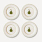 Hand-painted ceramic dessert plate with green pear motif by Raquel Souza, Portugal
