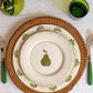 Portuguese ceramic plate with green motif, handmade by Raquel Souza