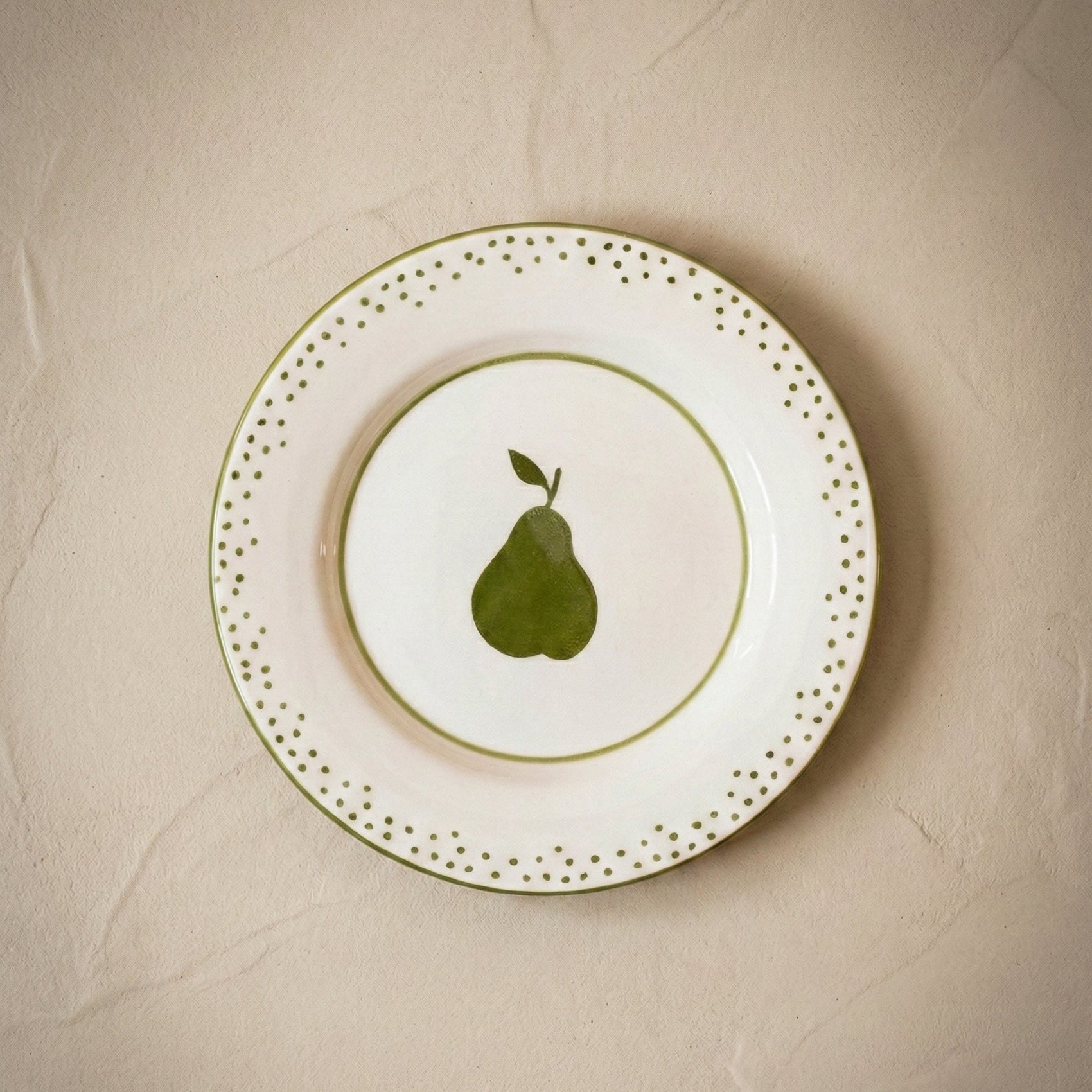 Pear Dessert Plate – Hand-Painted Ceramic from Portugal by Raquel Souza