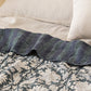 Ophelia floral linen quilt styled on king size bed with neutral pillows, hand-block printed bedding from Live Linen for WILLAGE